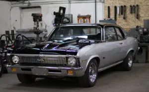 Gray and black Nova SS car front and side