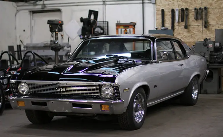 Gray and black Nova SS car front and side