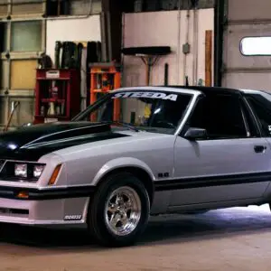 Gray and black two door Fox Body Mustang